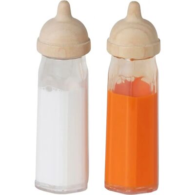 Pack de 2 biberons magiques en bois FSC pour poupée Pack de 2 biberons magiques en bois FSC pour poupée