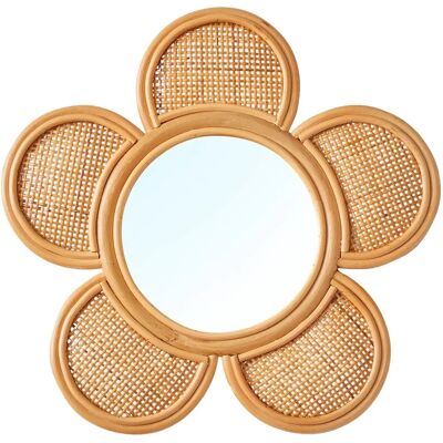 Vertbaudet Beige Doré Fleur Rattan and Cane Mirror - Decor Vertbaudet Beige Doré Fleur Rattan and Cane Mirror - Decor