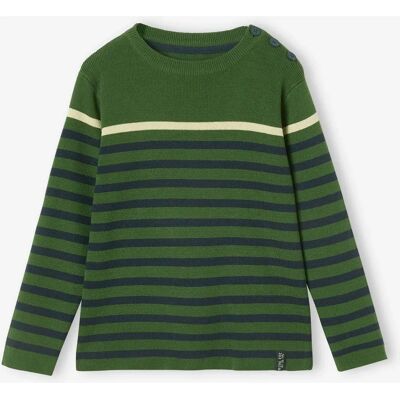 Vertbaudet Model 2A Green Striped Sailor Sweater - Pull Vertbaudet Model 2A Green Striped Sailor Sweater - Pull