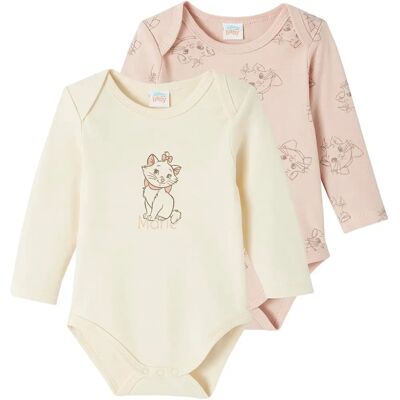Conjunto de bodies Disney Marie - 2 peças, algodão, mangas compridas Conjunto de bodies Disney Marie - 2 peças, algodão, mangas compridas