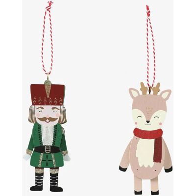 Vertbaudet Conjunto de 2 fantoches de madeira - Decorações de Natal Vertbaudet Conjunto de 2 fantoches de madeira - Decorações de Natal