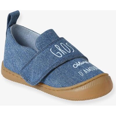 Vertbaudet Denim Baby Slippers - Non-slip, Adjustable Velcro Vertbaudet Denim Baby Slippers - Non-slip, Adjustable Velcro