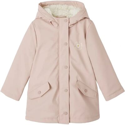 Vertbaudet Light Pink Girls Hooded Sherpa Raincoat Vertbaudet Light Pink Girls Hooded Sherpa Raincoat