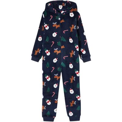 Vertbaudet Marine Blue Christmas Onesie Pajama - Pajama Vertbaudet Marine Blue Christmas Onesie Pajama - Pajama