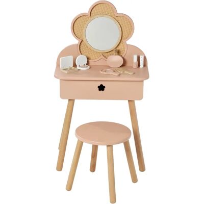 Vertbaudet Coiffeuse Rose avec Miroir en Fleur et Accessoires - Set de Maquillage Vertbaudet Coiffeuse Rose avec Miroir en Fleur et Accessoires - Set de Maquillage