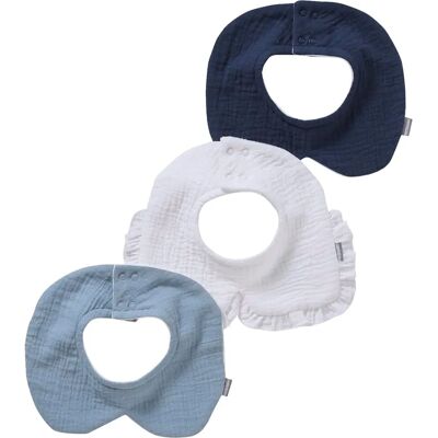 Vertbaudet Baberos para bebé - Pack de 3 en azul cielo algodón felpa Vertbaudet Baberos para bebé - Pack de 3 en azul cielo algodón felpa