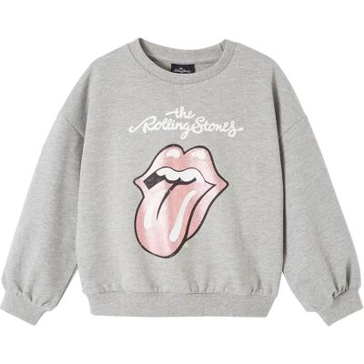 The Rolling Stones Girl Sweatshirt Gray Pattern - Girls' Rock'n'roll Sweater The Rolling Stones Girl Sweatshirt Gray Pattern - Girls' Rock'n'roll Sweater