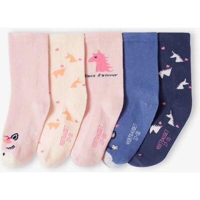VERTBAUDET Unicorns & Hearts Socks - pink - girl - 5-pair Socks VERTBAUDET Unicorns & Hearts Socks - pink - girl - 5-pair Socks