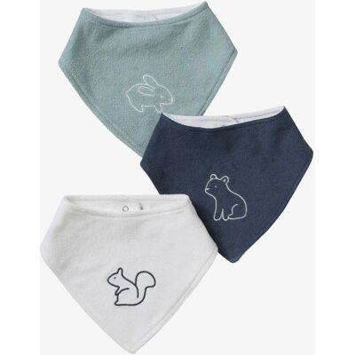 VERTBAUDET Conjunto de 3 babadores bandana - Azul acinzentado - Babadores de bebê VERTBAUDET Conjunto de 3 babadores bandana - Azul acinzentado - Babadores de bebê