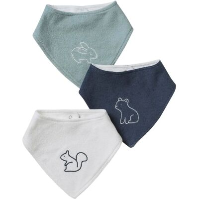 VERTBAUDET Conjunto de 3 babadores bandana - Azul acinzentado - Babadores de bebê VERTBAUDET Conjunto de 3 babadores bandana - Azul acinzentado - Babadores de bebê