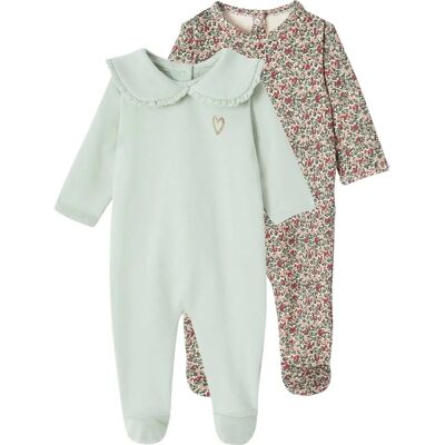 Vertbaudet Baby Fleece Sleepwear Set - Sage Green - 1M (54CM) - Baby Sleepwear Set Vertbaudet Baby Fleece Sleepwear Set - Sage Green - 1M (54CM) - Baby Sleepwear Set