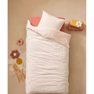 Vertbaudet Reversible Floral Stripe Recycled Cotton Bedding Set Vertbaudet Reversible Floral Stripe Recycled Cotton Bedding Set