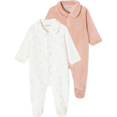 Vertbaudet Baby Velour Sleepwear Set - Pink, 2 Pack Vertbaudet Baby Velour Sleepwear Set - Pink, 2 Pack