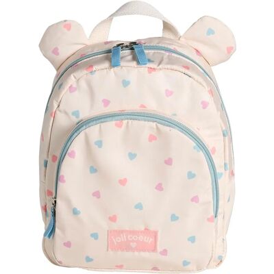 Vertbaudet Kids Backpack Joli coeur Ecru - School Bag Vertbaudet Kids Backpack Joli coeur Ecru - School Bag