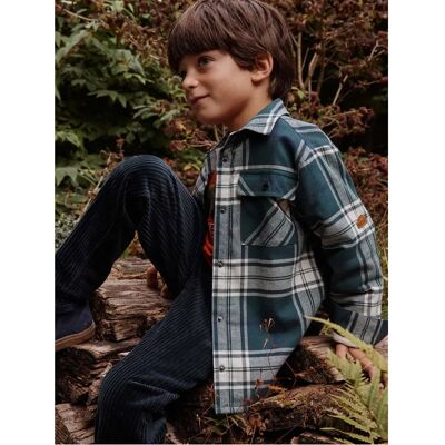 Camisa xadrez para meninos com forro de sherpa - Estilo casual Camisa xadrez para meninos com forro de sherpa - Estilo casual