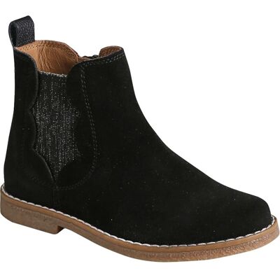 Vertbaudet Black Leather Girls' Boots with Scalloped Edges Vertbaudet Black Leather Girls' Boots with Scalloped Edges