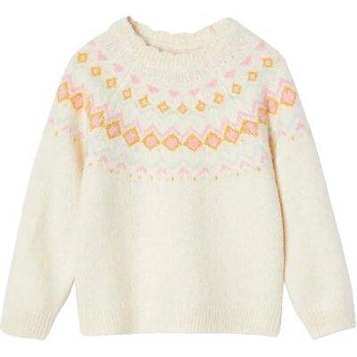 Vertbaudet Child's Ecru Jacquard Knit Sweater - Sweater Vertbaudet Child's Ecru Jacquard Knit Sweater - Sweater