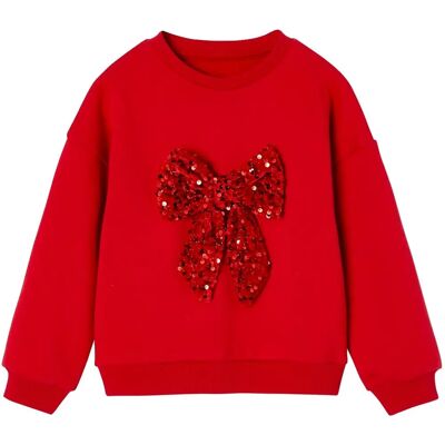 Sweat de Noël fille avec gros nœud en sequins - Pull Sweat de Noël fille avec gros nœud en sequins - Pull