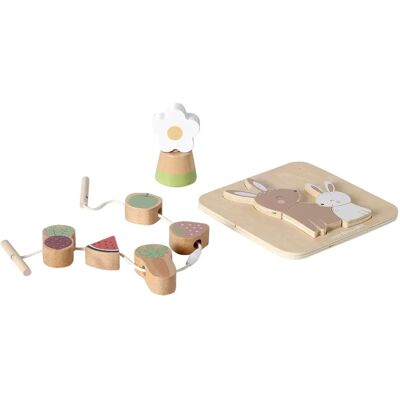 Set de jouets en bois FSC rose VERTBAUDET - Éveil - Publicité Set de jouets en bois FSC rose VERTBAUDET - Éveil - Publicité