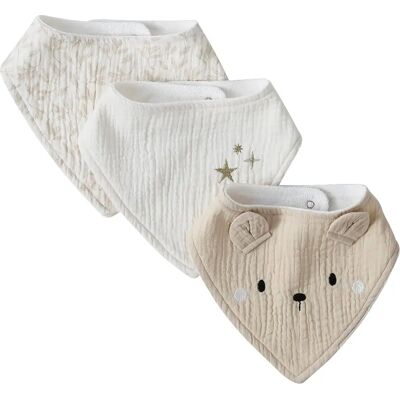 Set de 3 Bavoirs en Gaze de Coton Beige Vertbaudet - Protection Reflux - Publicité Set de 3 Bavoirs en Gaze de Coton Beige Vertbaudet - Protection Reflux - Publicité