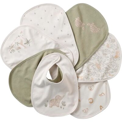 VERTBAUDET - Pack de 7 bavoirs nouveau-né beige imprimé - Beige - Motifs imprimés - Bibs VERTBAUDET - Pack de 7 bavoirs nouveau-né beige imprimé - Beige - Motifs imprimés - Bibs