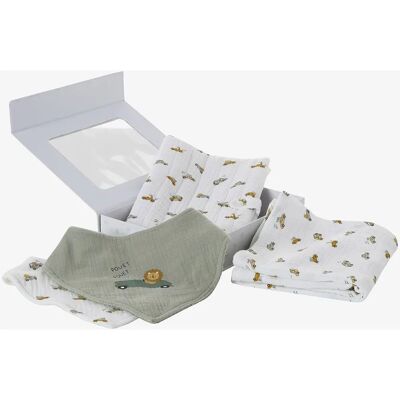 Set de Regalo de Bebé VERTBAUDET - 2 Baberos, Muselina, Funda para Libreta de Salud Set de Regalo de Bebé VERTBAUDET - 2 Baberos, Muselina, Funda para Libreta de Salud
