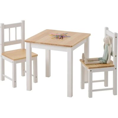 VERTBAUDET Mesa + 2 Sillas de Madera - Conjunto de Muebles VERTBAUDET Mesa + 2 Sillas de Madera - Conjunto de Muebles