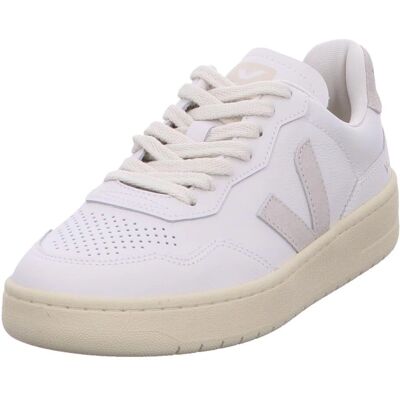 Sneakers in Pelle Veja V-90 - Pelle Tracciata Organica, Bianco e Grigio - Sneakers Sneakers in Pelle Veja V-90 - Pelle Tracciata Organica, Bianco e Grigio - Sneakers