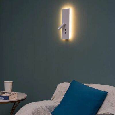 KOSILUM Weiße LED-Wandleuchte mit Doppelschalter - Bett/Leseecke KOSILUM Weiße LED-Wandleuchte mit Doppelschalter - Bett/Leseecke