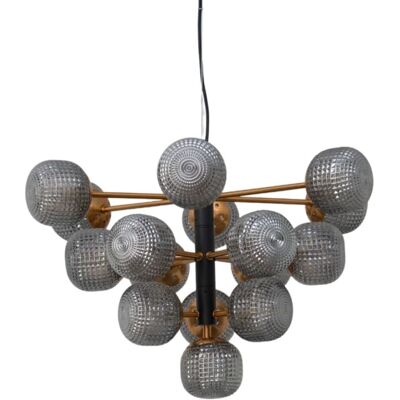 Kosilum Schwarze Hängeleuchte mit 16 Rauchglas-Bulbs - Hängeleuchte Kosilum Schwarze Hängeleuchte mit 16 Rauchglas-Bulbs - Hängeleuchte