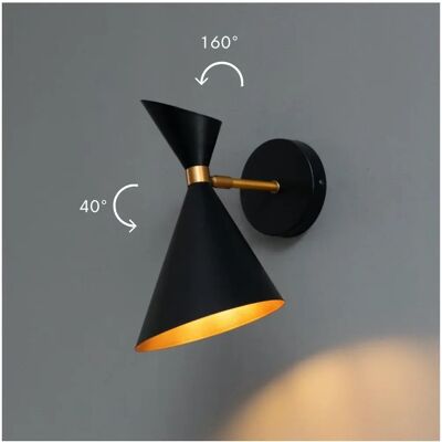 KOSILUM - Doble cono - Schwarz - Gold - Wandleuchte KOSILUM - Doble cono - Schwarz - Gold - Wandleuchte