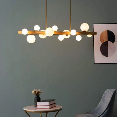 Suspension en verre et acier inoxydable Oromia - 110cm, Or - Collection élégante - Publicité Suspension en verre et acier inoxydable Oromia - 110cm, Or - Collection élégante - Publicité