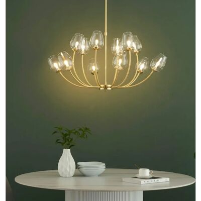 Kosilum Or Metal et Verre Lustre - 85cm - Type de Produit - Publicité Kosilum Or Metal et Verre Lustre - 85cm - Type de Produit - Publicité