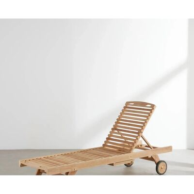 Maisons du Monde - Lettino prendisole rotelle in massello di tek 66x36x205cm - Teak - tumbona de teca Maisons du Monde - Lettino prendisole rotelle in massello di tek 66x36x205cm - Teak - tumbona de teca