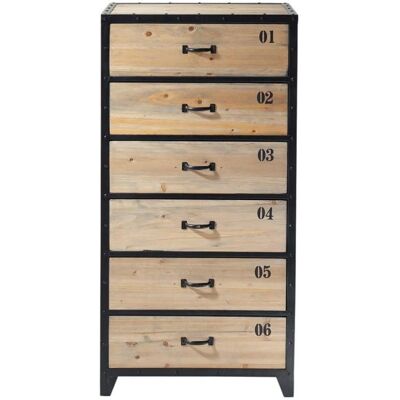 Commode Industrielle Maisons du Monde - 6 Tiroirs - Noir & Bois - 60x120x40cm - Publicité Commode Industrielle Maisons du Monde - 6 Tiroirs - Noir & Bois - 60x120x40cm - Publicité
