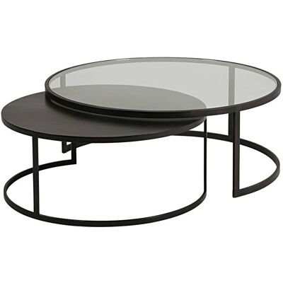 Tables d'Appoint Empilables en Verre et Métal Noir - Tables de Nuit - Publicité Tables d'Appoint Empilables en Verre et Métal Noir - Tables de Nuit - Publicité