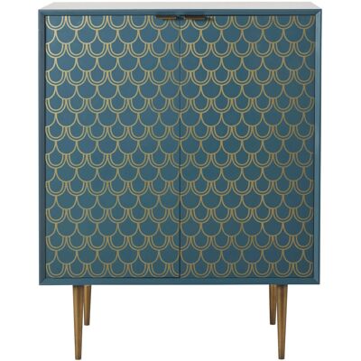 Buffet de 2 puertas azul turquesa con motivos dorados - Buffet/Credenza Buffet de 2 puertas azul turquesa con motivos dorados - Buffet/Credenza