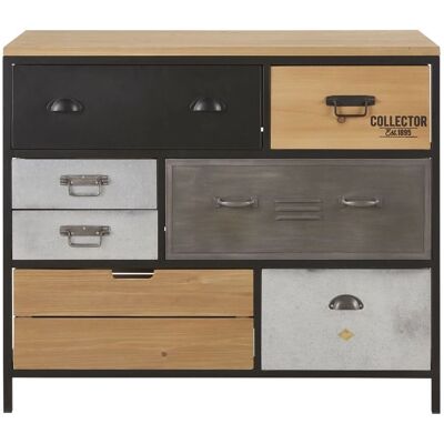 Maisons du Monde Cómoda metálica y de madera con 8 cajones Maisons du Monde Cómoda metálica y de madera con 8 cajones