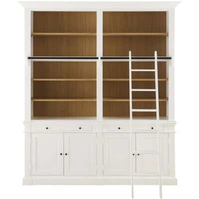 Maisons du Monde Estantería - Blanco, 2 cajones, 4 puertas, con escalera Maisons du Monde Estantería - Blanco, 2 cajones, 4 puertas, con escalera