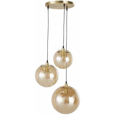 Maisons du Monde Lámpara de suspensión - Ámbar, Oro - 3 Esferas - 50x117.5x47cm Maisons du Monde Lámpara de suspensión - Ámbar, Oro - 3 Esferas - 50x117.5x47cm