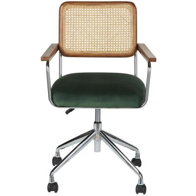 Maisons du Monde Chaise de bureau réglable en rotin et velours vert - Publicité Maisons du Monde Chaise de bureau réglable en rotin et velours vert - Publicité