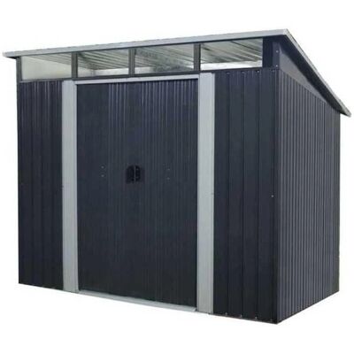 Abri de jardin en métal 4,59m² - 2 portes coulissantes - Gris anthracite - Publicité Abri de jardin en métal 4,59m² - 2 portes coulissantes - Gris anthracite - Publicité