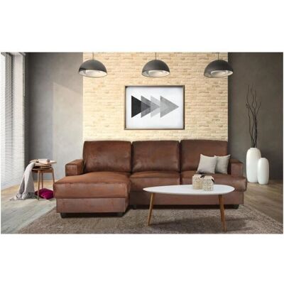 Youdoit Canapé d'angle contemporain 4 places - Tissu marron vintage - Publicité Youdoit Canapé d'angle contemporain 4 places - Tissu marron vintage - Publicité