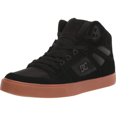 Chaussures Homme DC Pure High Top en Cuir pour Skateboard Noir/Gomme Chaussures Homme DC Pure High Top en Cuir pour Skateboard Noir/Gomme