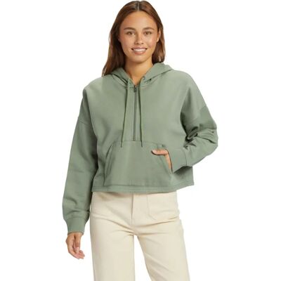 Felpa con cappuccio Roxy Drakes Cove Half Zip donna - Verde Agave Felpa con cappuccio Roxy Drakes Cove Half Zip donna - Verde Agave