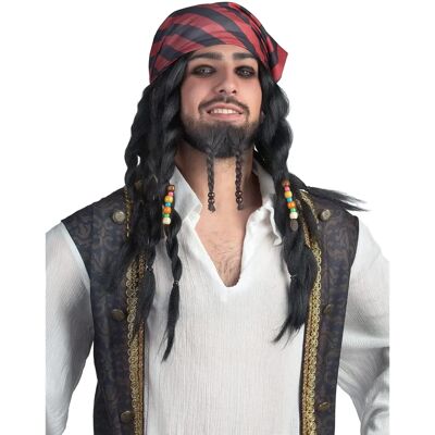 JADEO Adult Pirate Braided Wig - Wig, Polyester, Black - Wigs & Costumes JADEO Adult Pirate Braided Wig - Wig, Polyester, Black - Wigs & Costumes