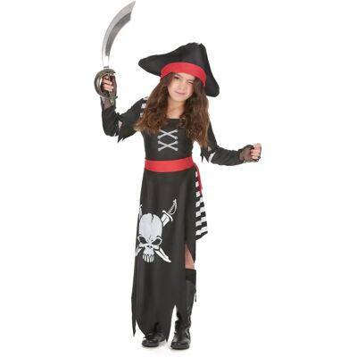 Lacey Wigs Pirate Captain Costume - Girl 7-9 Years - Black/Red/White Lacey Wigs Pirate Captain Costume - Girl 7-9 Years - Black/Red/White