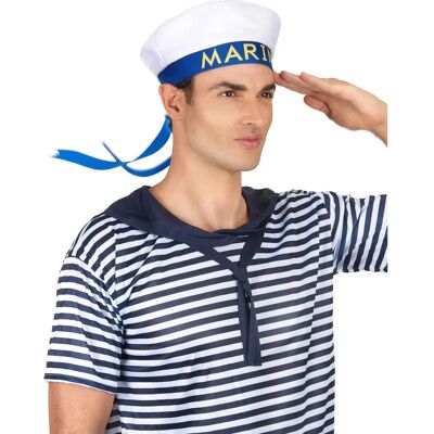 Chapeau marin pour adultes Personage - blanc / marine / bleu - Publicité Chapeau marin pour adultes Personage - blanc / marine / bleu - Publicité