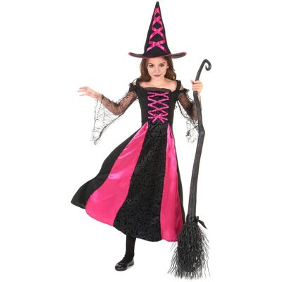 Girl Halloween Witch Costume - Black/Pink - Dress & Hat Girl Halloween Witch Costume - Black/Pink - Dress & Hat