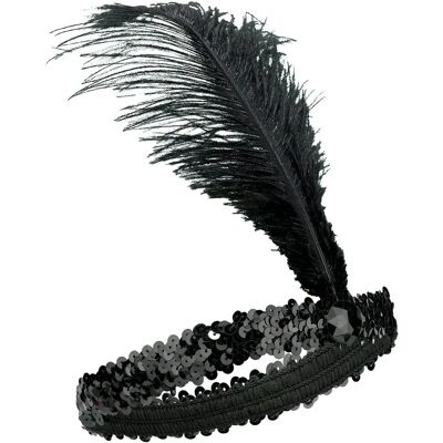 My Other Me Bandeau Charleston en sequins et plumes noires - Headband - Publicité My Other Me Bandeau Charleston en sequins et plumes noires - Headband - Publicité
